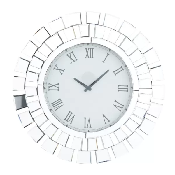Clocks-Kirkland's Home Silver Glass Mirror Abstract Wall Clock