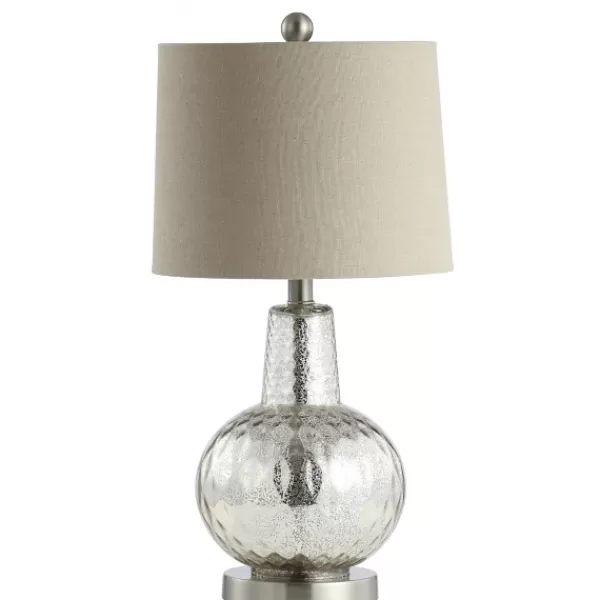 Table Lamps-Kirkland's Home Silver Hammered Mercury Glass Table Lamp White