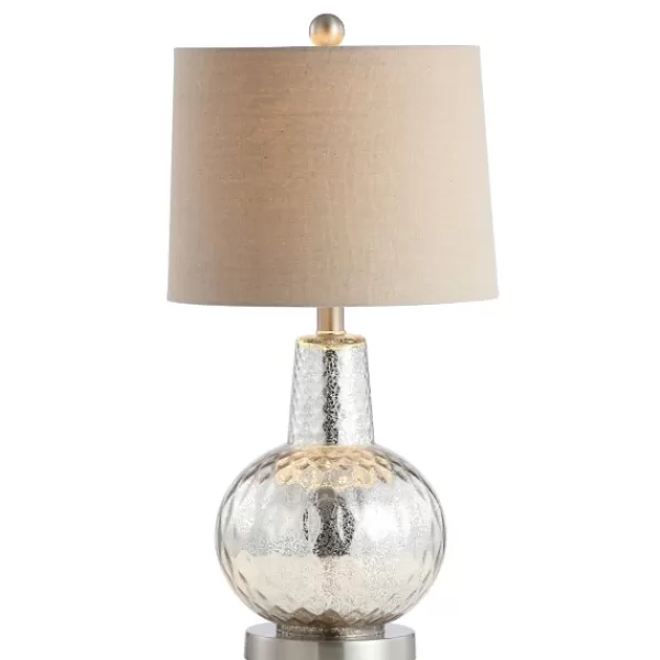 Table Lamps-Kirkland's Home Silver Hammered Mercury Glass Table Lamp White