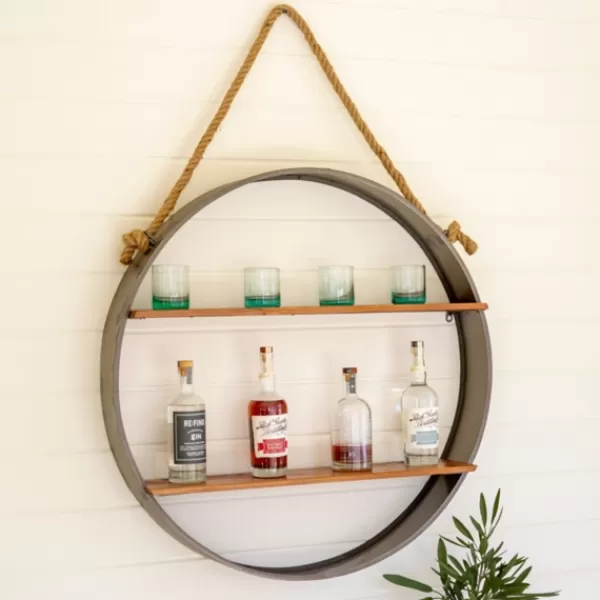 Shelves-Kirkland's Home Silver Iron Round Hanging Wall Shelf