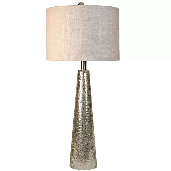 Table Lamps-Kirkland's Home Silver Mercury Glass Cone Table Lamp White