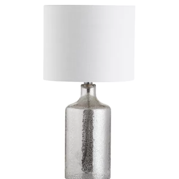 Table Lamps-Kirkland's Home Silver Mercury Glass Cylinder Table Lamp White