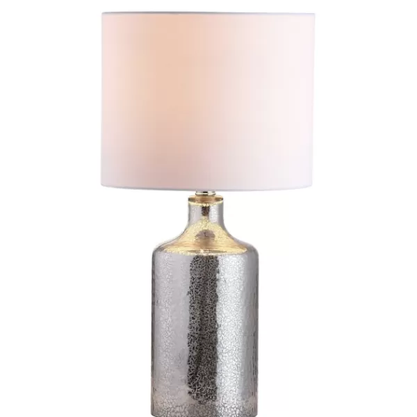 Table Lamps-Kirkland's Home Silver Mercury Glass Cylinder Table Lamp White