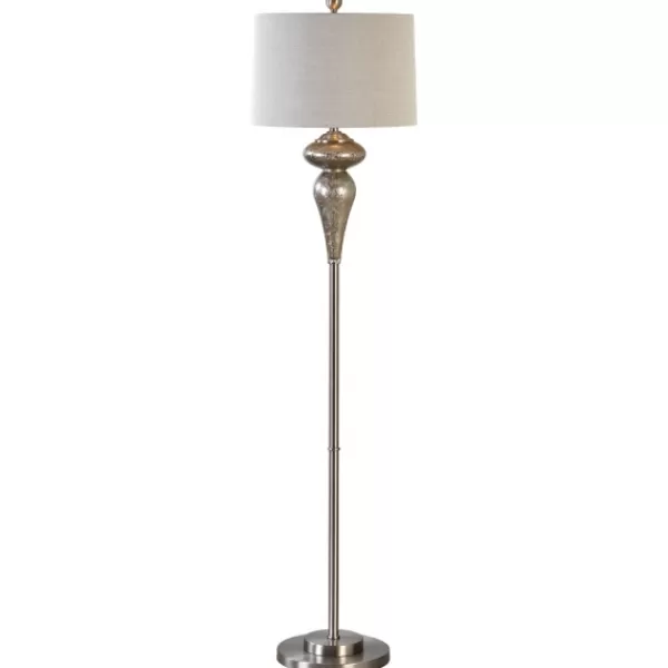 Floor Lamps-Kirkland's Home Silver Mercury Glass Floor Lamp, Set Of 2 Gray