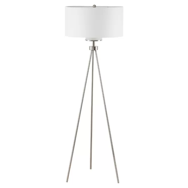Floor Lamps-Kirkland's Home Silver Metal Tripod Floor Lamp White