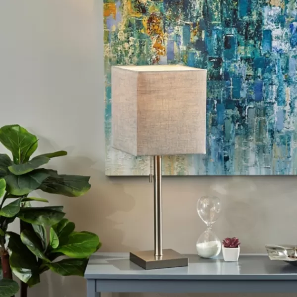 Table Lamps-Kirkland's Home Silver Monochrome Square Table Lamp Silver/Gray