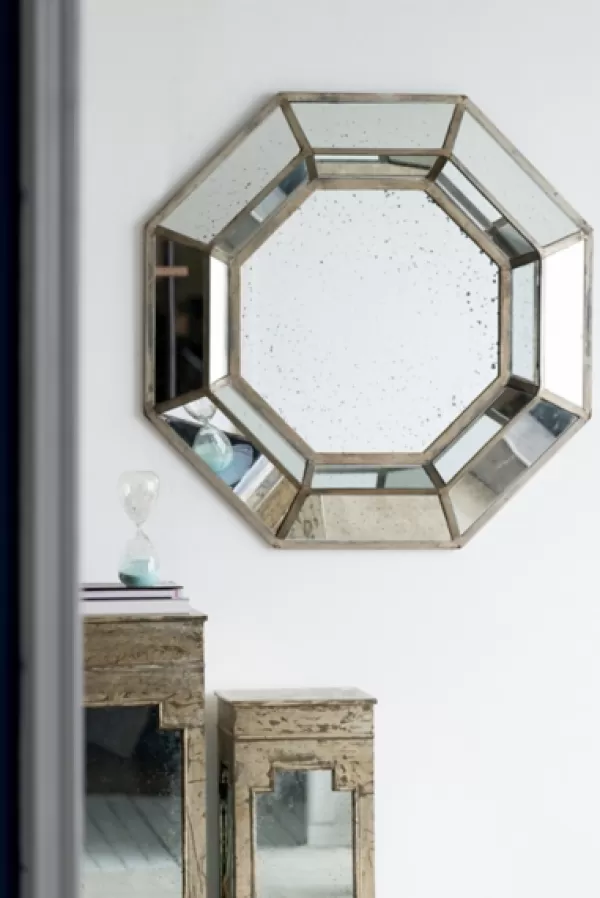 Decorative Mirrors-Kirkland's Home Silver Octagonal Frame Mirror