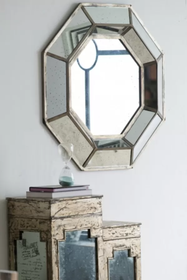 Decorative Mirrors-Kirkland's Home Silver Octagonal Frame Mirror