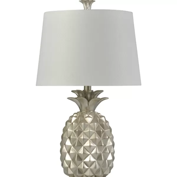 Table Lamps-Kirkland's Home Silver Pineapple Table Lamp White
