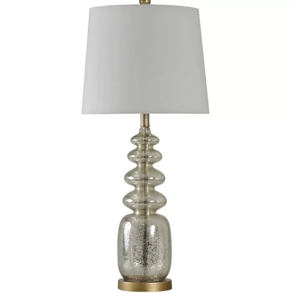 Table Lamps-Kirkland's Home Silver Rounded Mercury Glass Table Lamp White