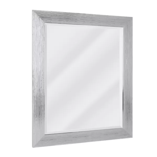 Framed Mirrors-Kirkland's Home Silver Textured Chrome Framed Wall Mirror