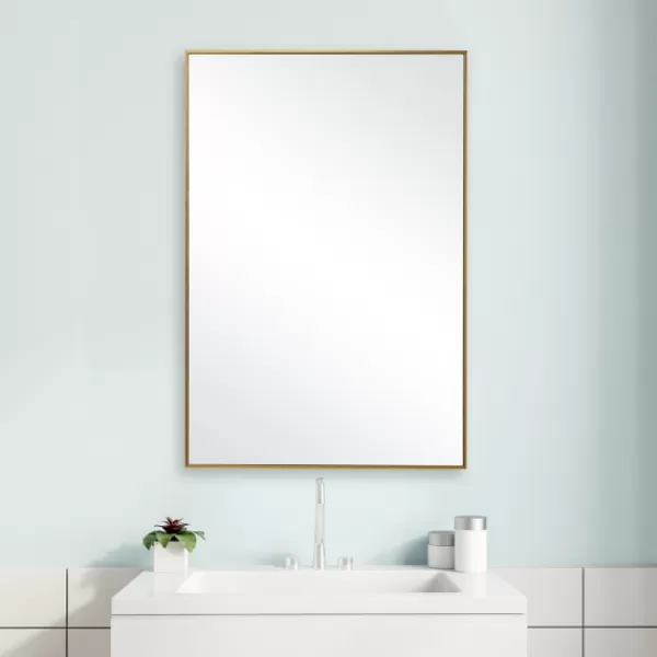 Framed Mirrors-Kirkland's Home Simple Frame Rectangle Wall Mirror Gold