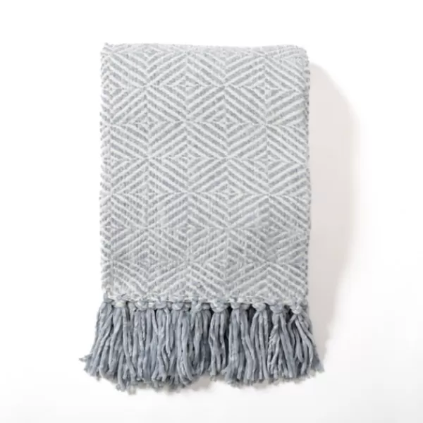 Blankets & Throws-Kirkland's Home Sky Diamond Chenille Throw Blue