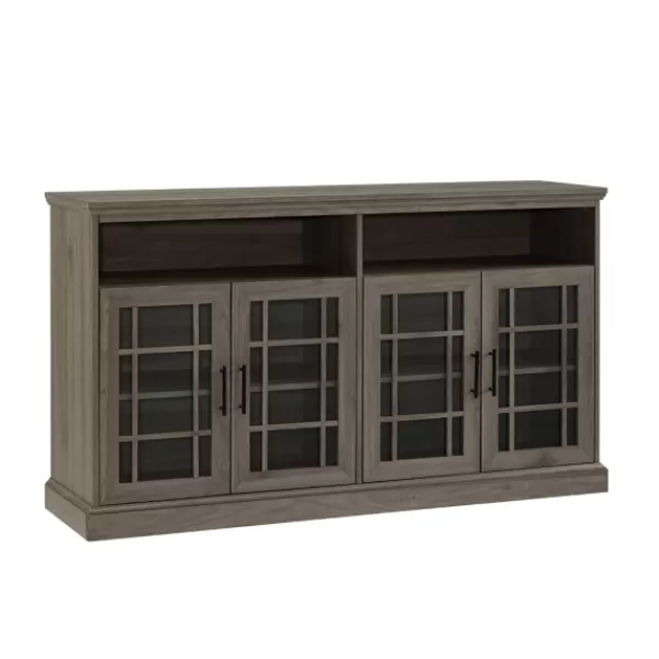 Tv Stands & Media Consoles-Kirkland's Home Slate Glass Door Classic Tv Stand Gray