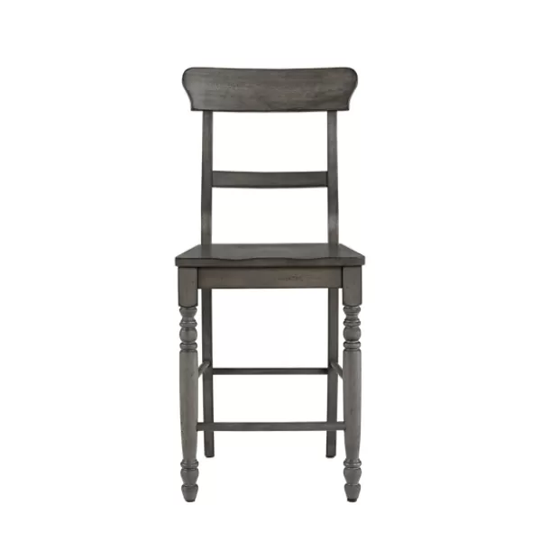 Bar Stools & Counter Height Stools-Kirkland's Home Slate Ladder Back Counter Stools, Set Of 2 Gray
