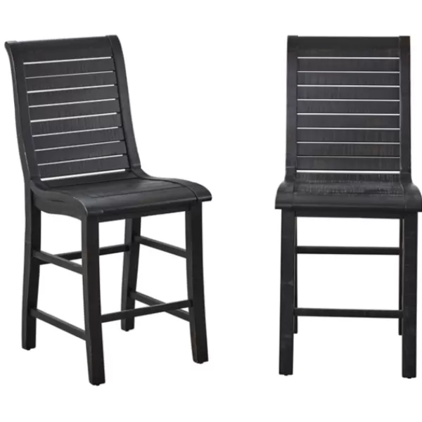 Bar Stools & Counter Height Stools-Kirkland's Home Slatted Counter Stools, Set Of 2 Black