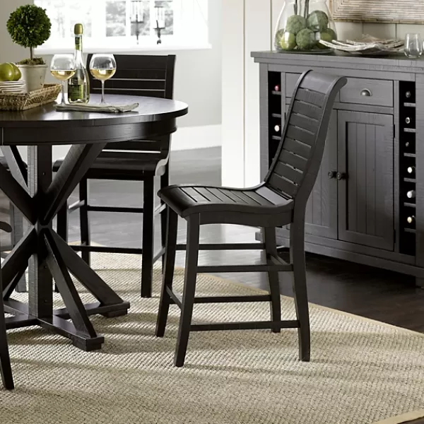 Bar Stools & Counter Height Stools-Kirkland's Home Slatted Counter Stools, Set Of 2 Black