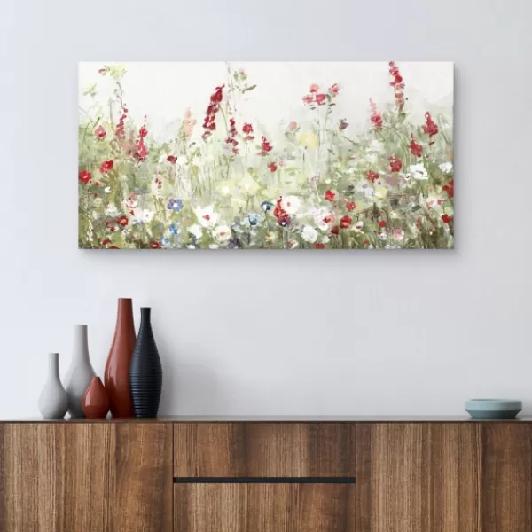 Canvas Art-Kirkland's Home Sleepy Spring Meadow Canvas Art Print Green/White/Red
