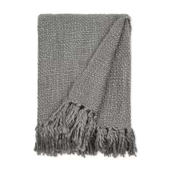 Blankets & Throws-Kirkland's Home Slubbed Yarn Throw Gray
