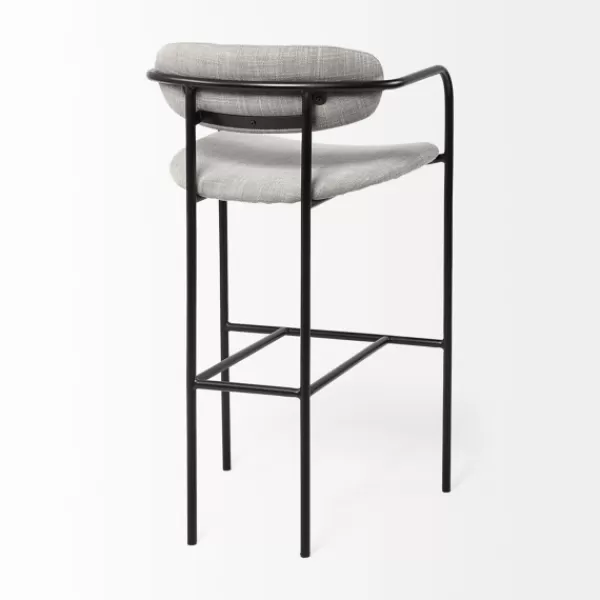 Bar Stools & Counter Height Stools-Kirkland's Home Smoke Arm Rest Upholstered Bar Stool Gray