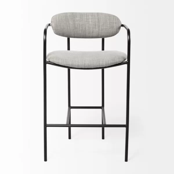 Bar Stools & Counter Height Stools-Kirkland's Home Smoke Arm Rest Upholstered Counter Stool Gray