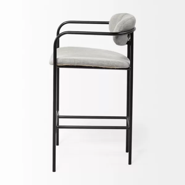 Bar Stools & Counter Height Stools-Kirkland's Home Smoke Arm Rest Upholstered Counter Stool Gray
