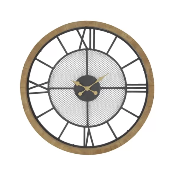 Clocks-Kirkland's Home Smoke Gray Vintage Matte Mesh Wall Clock