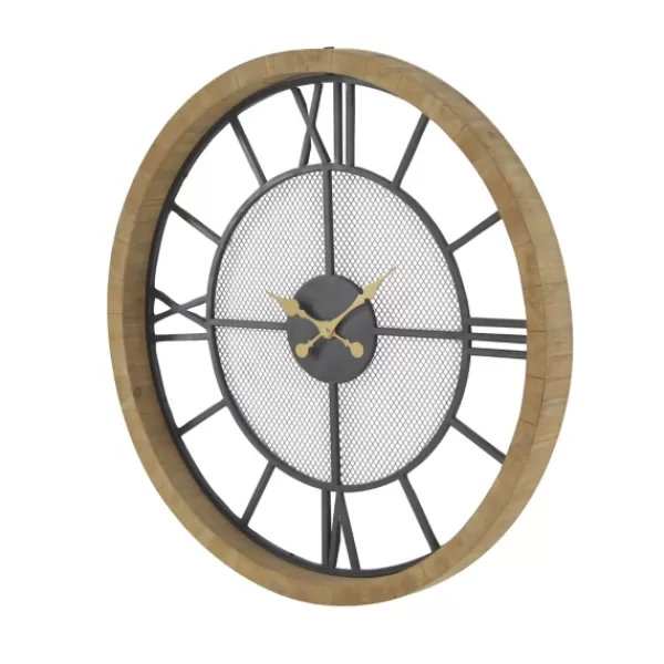 Clocks-Kirkland's Home Smoke Gray Vintage Matte Mesh Wall Clock