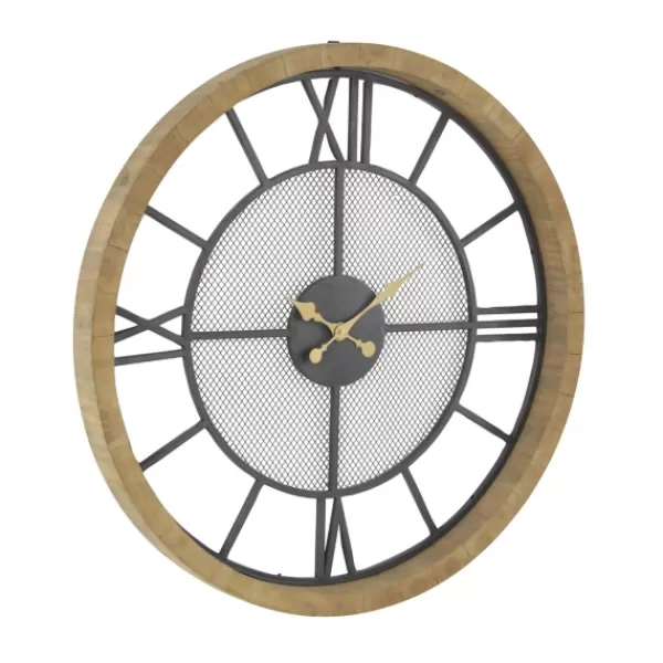 Clocks-Kirkland's Home Smoke Gray Vintage Matte Mesh Wall Clock