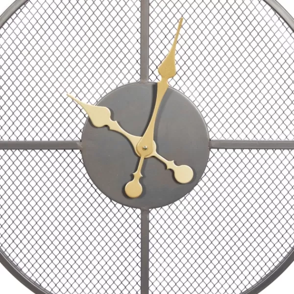 Clocks-Kirkland's Home Smoke Gray Vintage Matte Mesh Wall Clock