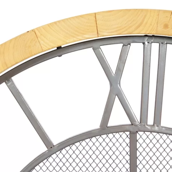 Clocks-Kirkland's Home Smoke Gray Vintage Matte Mesh Wall Clock