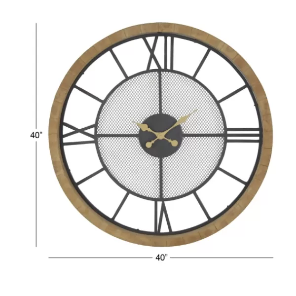 Clocks-Kirkland's Home Smoke Gray Vintage Matte Mesh Wall Clock
