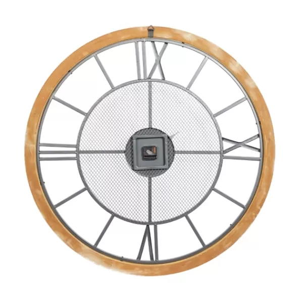 Clocks-Kirkland's Home Smoke Gray Vintage Matte Mesh Wall Clock
