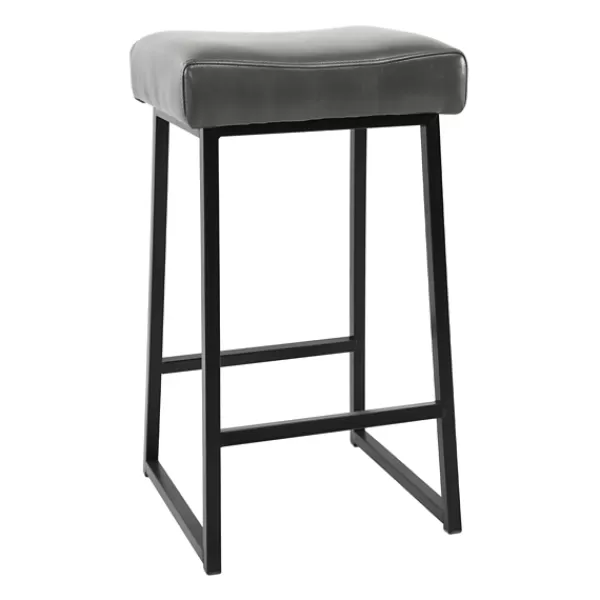 Bar Stools & Counter Height Stools-Kirkland's Home Smokey Vegan Leather Counter Stools, Set Of 2 Gray