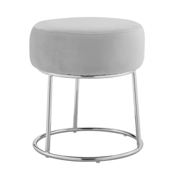 Benches & Ottomans-Kirkland's Home Smokey Velvet Vanity Stool Gray