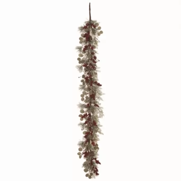 Arrangements & Greenery-Kirkland's Home Snowy Eucalyptus Berry Mix Christmas Garland Green/Red