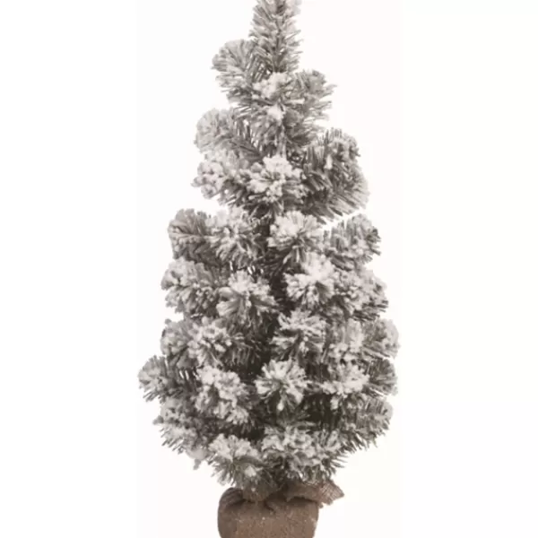 Trees & Topiaries-Kirkland's Home Snowy Pine Burlap Sack Base Tree, 24 In. Green/White/Brown
