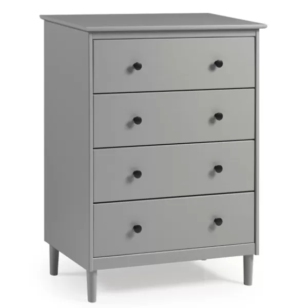 Dressers & Chests-Kirkland's Home Solid Pine Wood 4-Drawer Dresser Gray