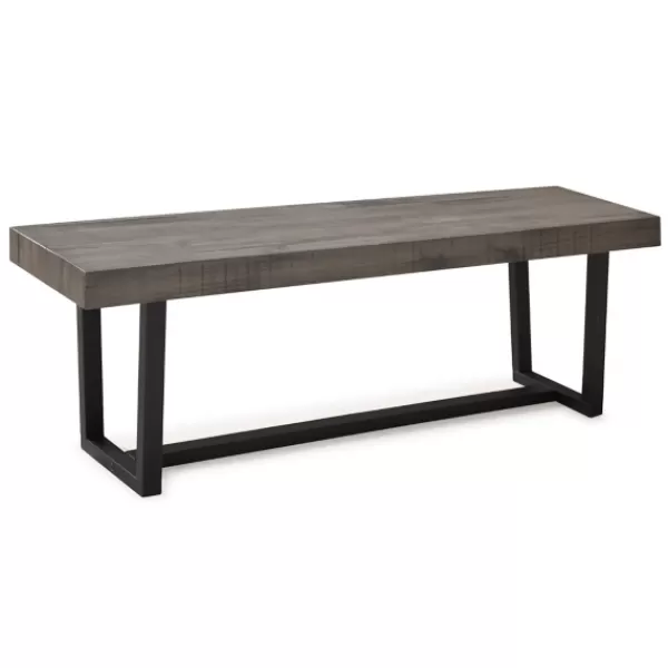 Dining Chairs-Kirkland's Home Solid Wood Two-Tone Dining Bench Gray