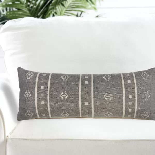 Pillows-Kirkland's Home Southwestern Geo Lumbar Pillow Gray