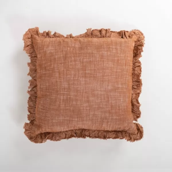 Pillows-Kirkland's Home Spice Chambray Ruffle Edge Pillow Brown