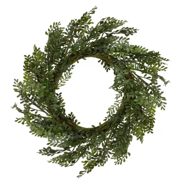 Wreaths-Kirkland's Home Spiral Mixed Boxwood Wreath Green