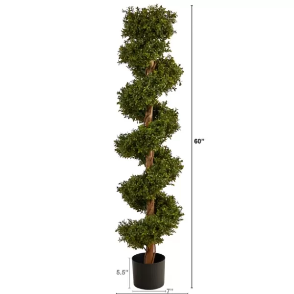 Trees & Topiaries-Kirkland's Home Spiraling Boxwood Topiary In Black Planter