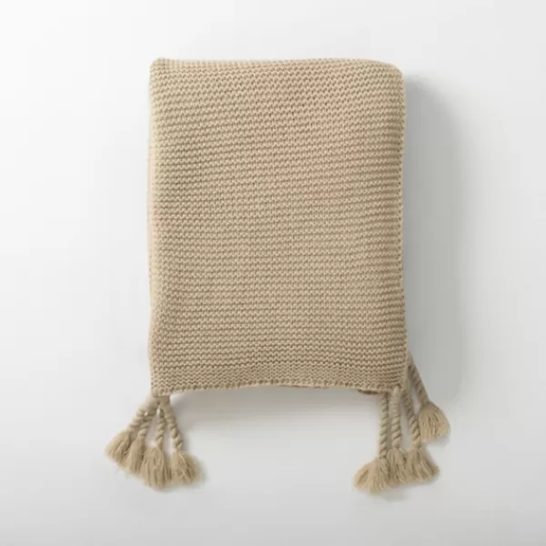 Blankets & Throws-Kirkland's Home Spring Knit Throw Blanket Tan