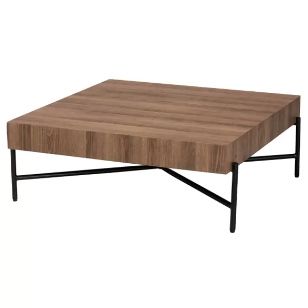 Coffee Tables-Kirkland's Home Square Light Wood X Base Coffee Table Brown