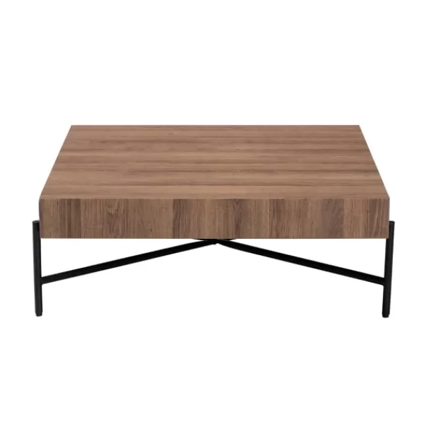 Coffee Tables-Kirkland's Home Square Light Wood X Base Coffee Table Brown