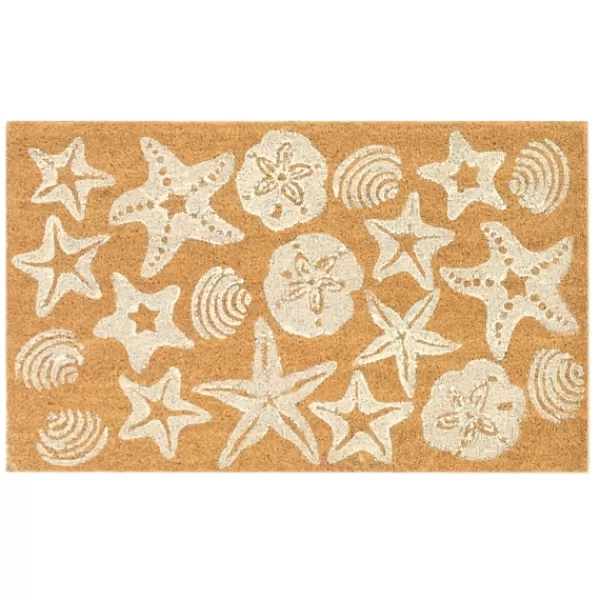 Doormats-Kirkland's Home Starfish And Sand Dollars Coir Doormat Tan/White