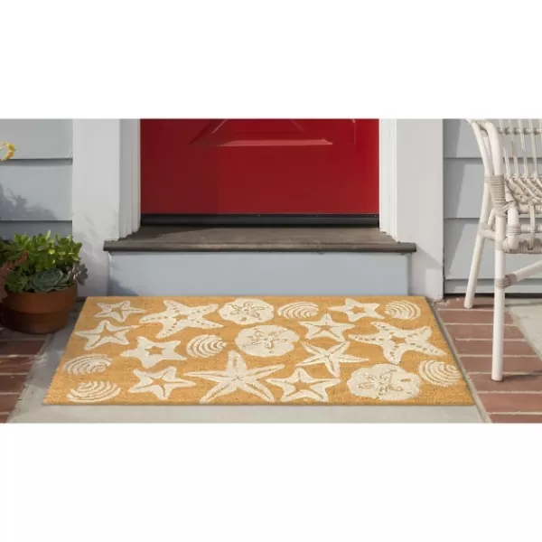 Doormats-Kirkland's Home Starfish And Sand Dollars Coir Doormat Tan/White