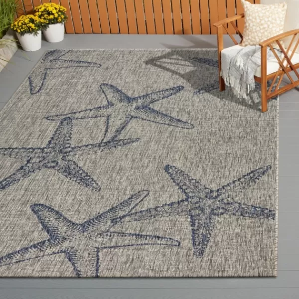 Outdoor Rugs-Kirkland's Home Starry Shores Captiva Outdoor Area Rug, 7X9 Blue/Tan