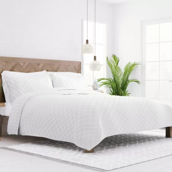 Quilts-Kirkland's Home Stitched Diamond 3-Pc. King Quilt Set White